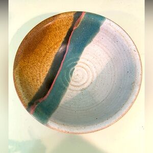Artisan Signed Hand Thrown Studio Art Pottery Coastal Colors Bowl by Blue OOAK